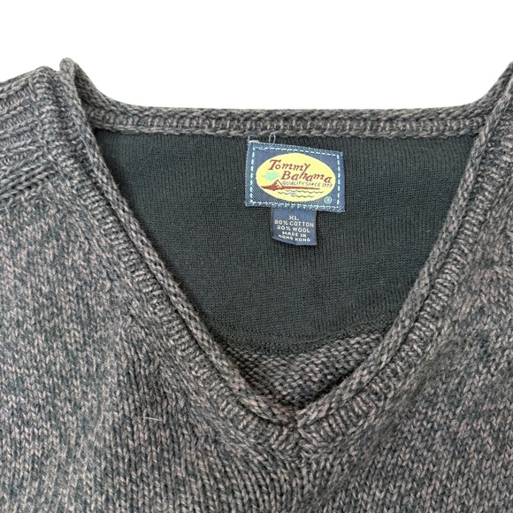Vintage‎ Tommy Bahama Mens Knitted Cotton Wool Sweater Sz XL Quiet Luxury Gray - Picture 6 of 11